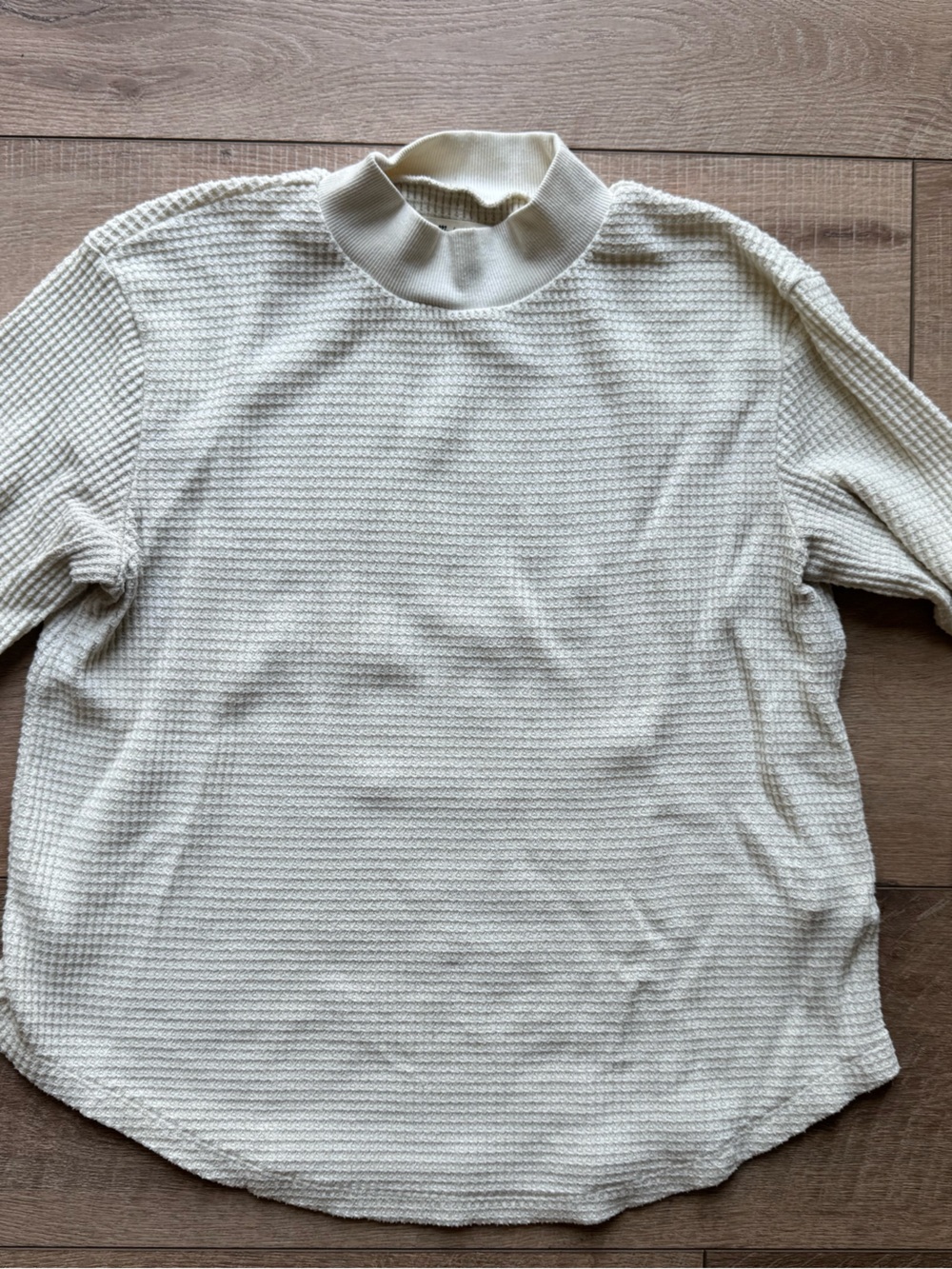 Madewell Cream Waffle Knit Mock Neck Top